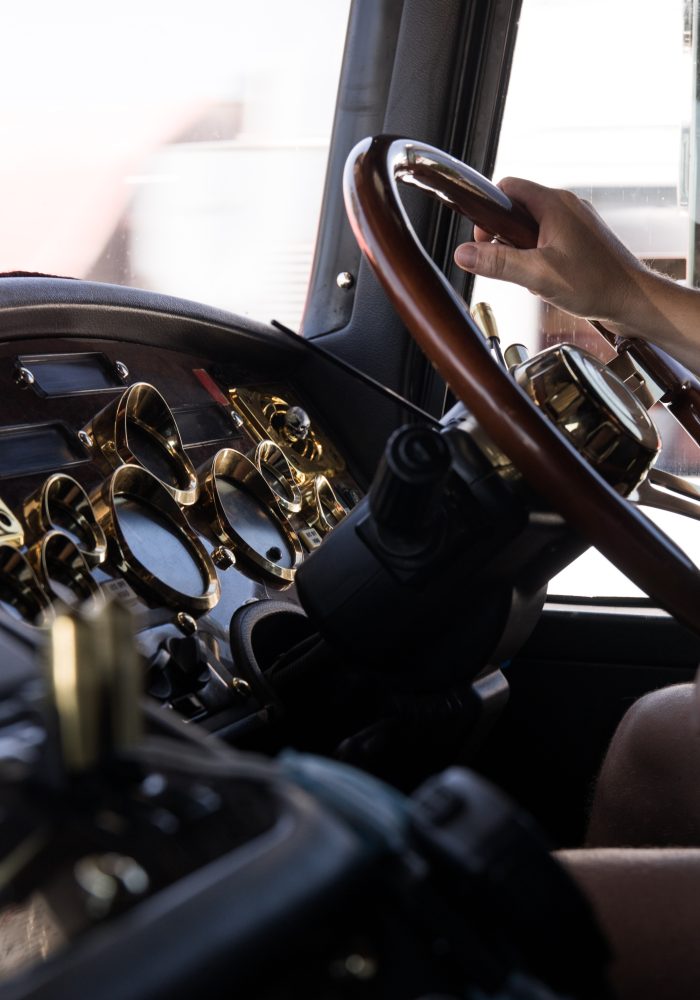 Man driving large truck